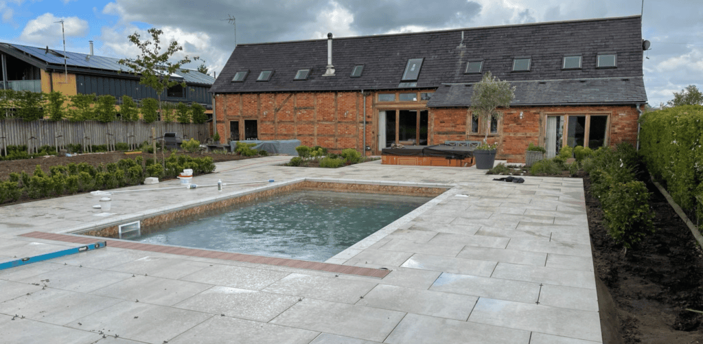 Large garden with pool