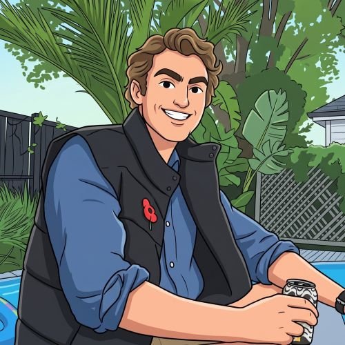 Nick the Carpenter at Taylor Landscape and Design Cartoon Image